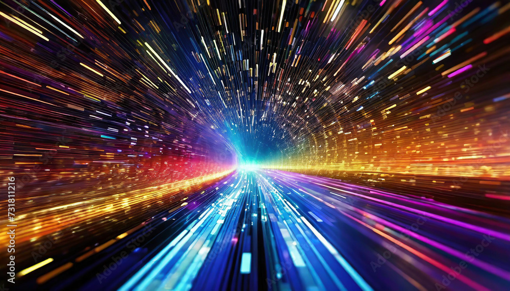 Light speed, hyperspace, space warp background. colorful streaks of light gathering towards the event horizon. Light speed, hyperspace, space warp background. colorful streaks of light gathering towards the event horizon.