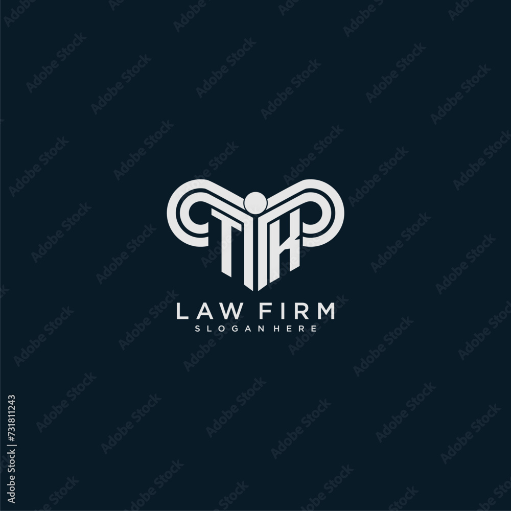 TK initial monogram logo lawfirm with pillar design TK initial monogram logo lawfirm with pillar design