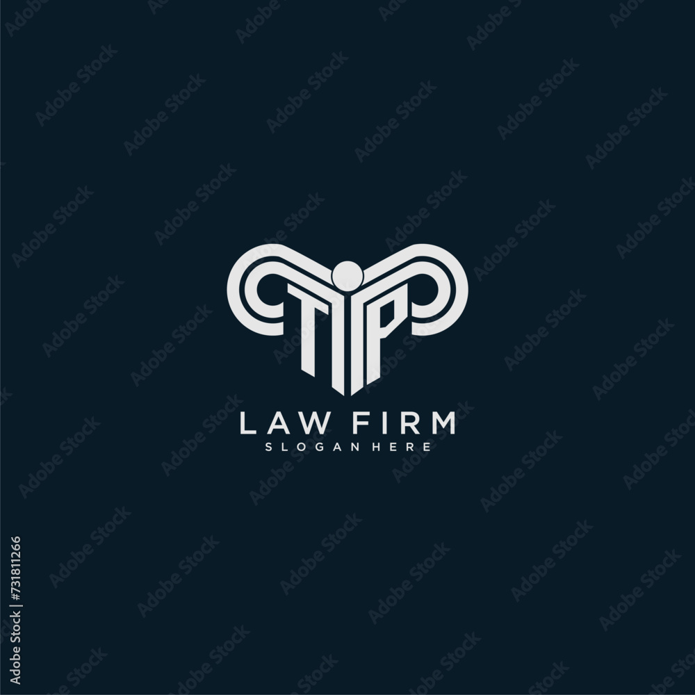 TP initial monogram logo lawfirm with pillar design TP initial monogram logo lawfirm with pillar design