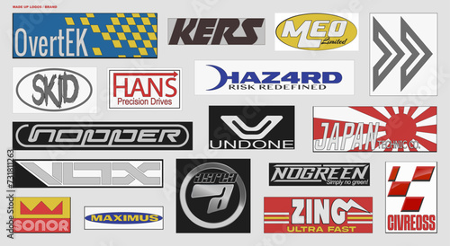 Fake logo collection vector. logotype set. sponsor decal of fake brands	