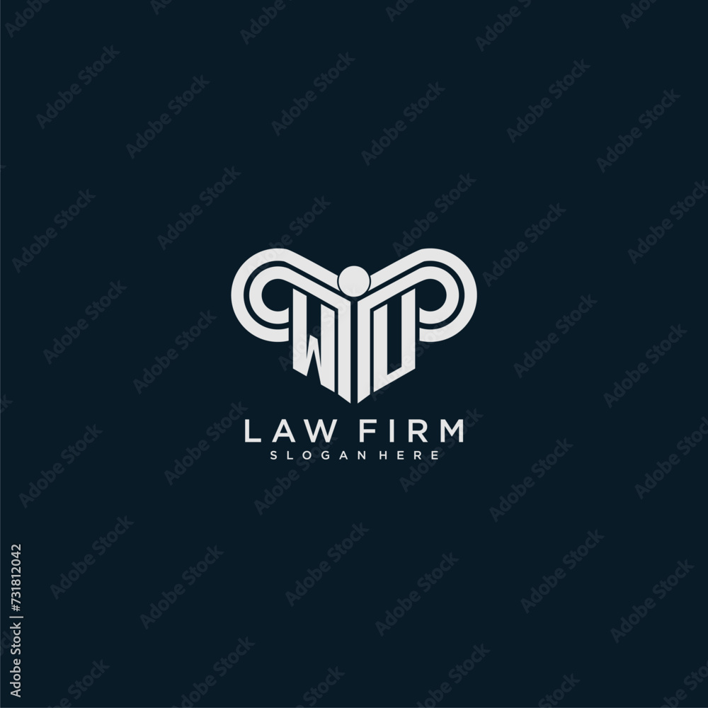 WU initial monogram logo lawfirm with pillar design