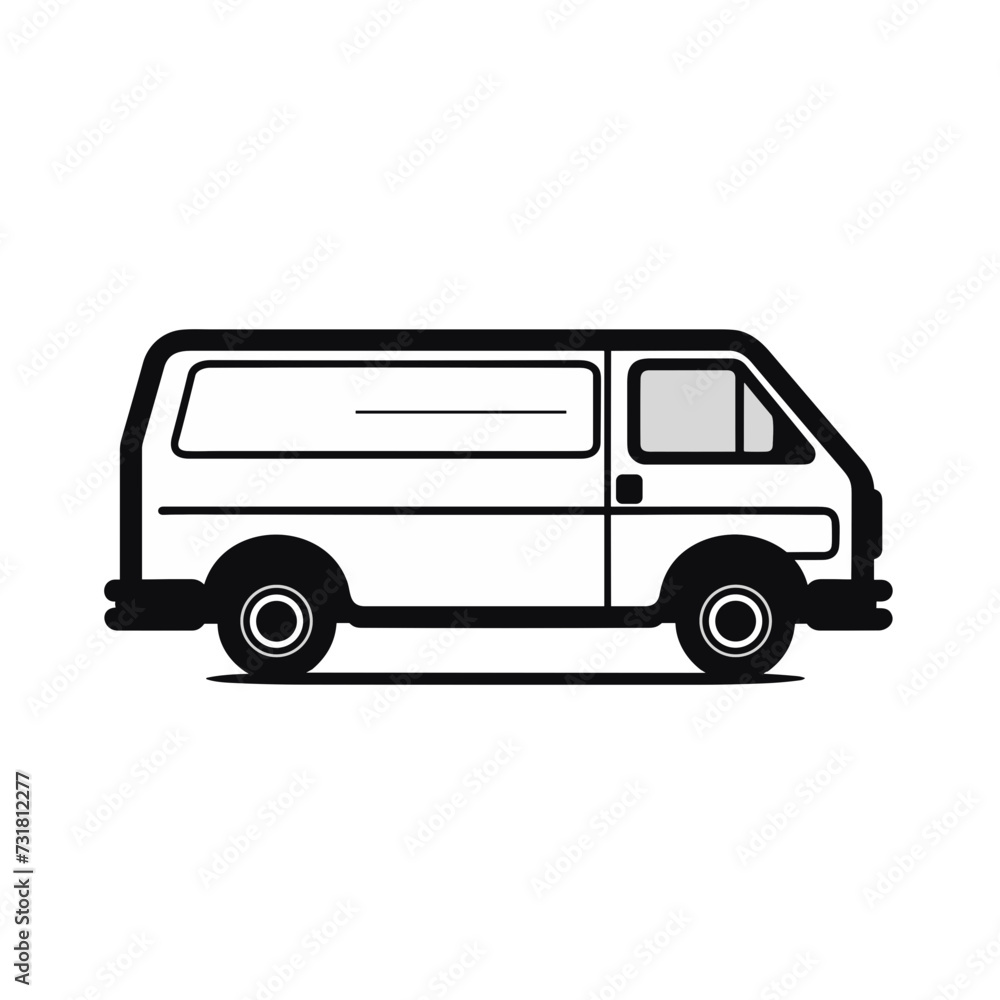 Fototapeta premium cargo delivery van vector illustration isolated transparent background, cut out or cutout t-shirt design