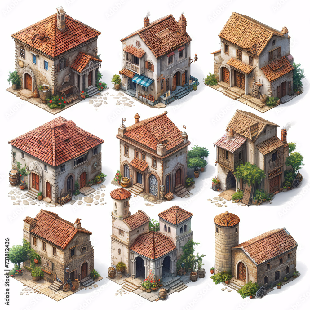 Fantasy Buildings  Games Assets Building and Environment Sprite Sheet