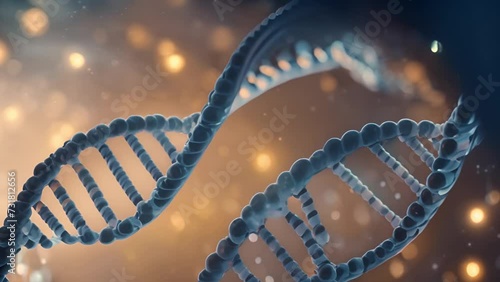 DNA Strand on Orange Background Generative AI photo