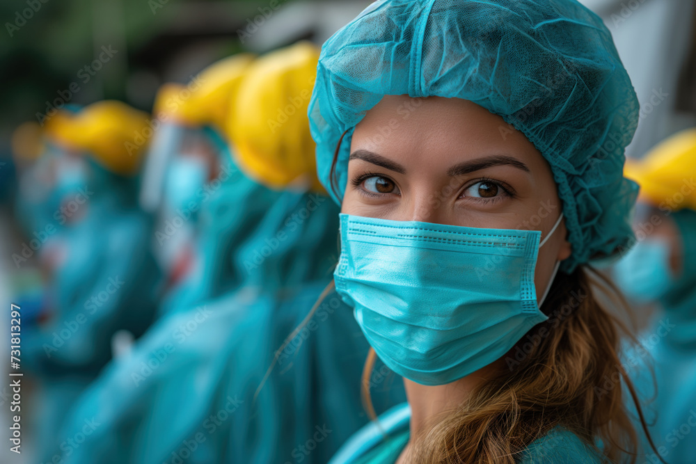portrait of female medic in mask portrait of female medic in mask
