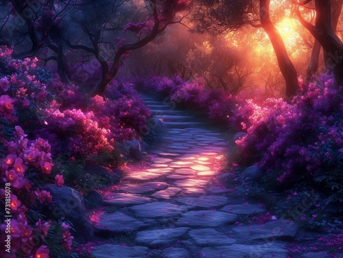 path in a blooming garden