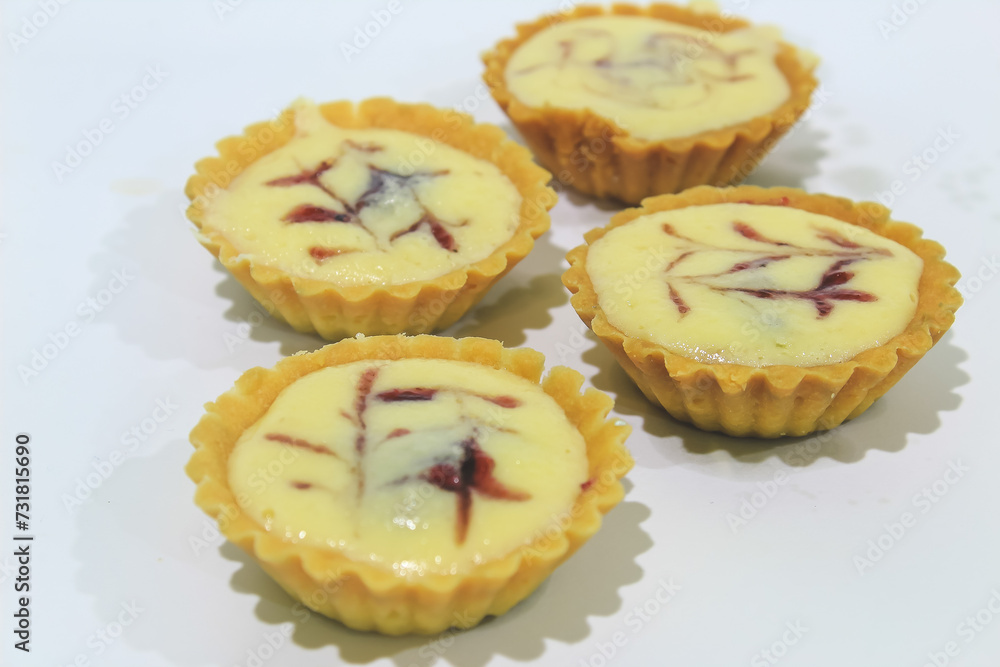 Cheese tart, Cheese tart on white background, Food photography concept.
Cheese tart, Cheese tart on white background, Food photography concept.