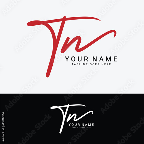 T, N, TN Initial letter logo. Alphabet TN Handwritten Signature logo photo