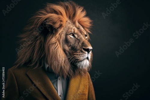 Cool Looking Lion In Fashionable Clothes On.   oncept Street Art  Abstract Paintings  Modern Sculptures  Nature Photography  Creative Typography