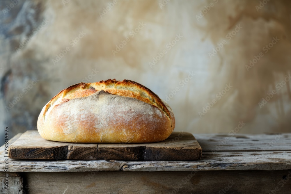 Delicious Loaf Of Bread Sitting On Rustic Wooden Board For Display. Сoncept Food Styling, Rustic Photography, Artisanal Bread, Food Presentation, Wooden Background