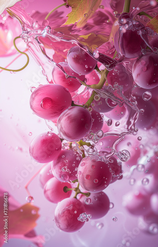 artistic shot of appetizing grapes in water splash