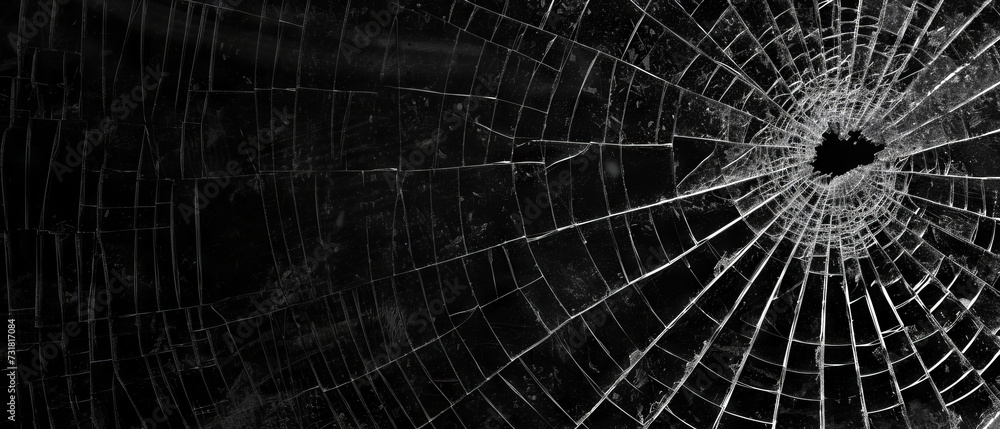 Spiderweb Crack on Dark Surface