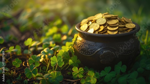A Pot Overflowing with Golden Coins, St. Patrick's Day