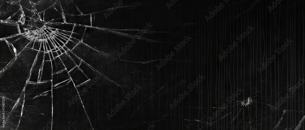 A stark black background with a detailed shattered glass pattern A stark black background with a detailed shattered glass pattern