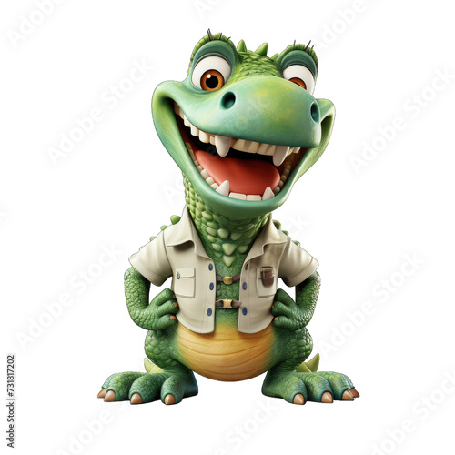 Alligator cartoon character on trasnpernat background