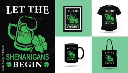 st patricks day beer and shamrock tshirt design vector