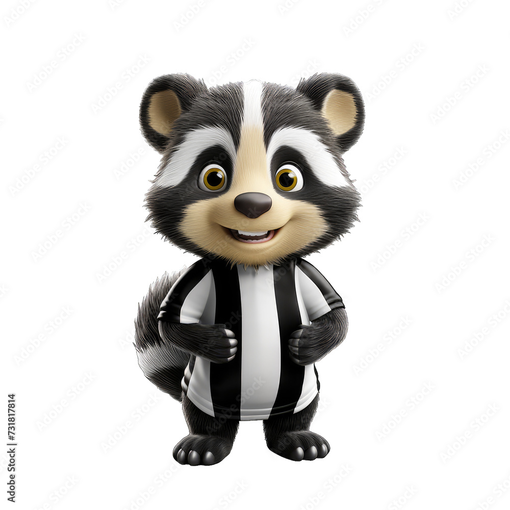 Badger cartoon character on trasnpernat background