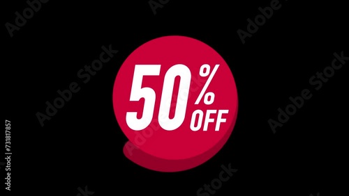 Discount, 50 pct off sign, sales offer. Alpha channel. photo