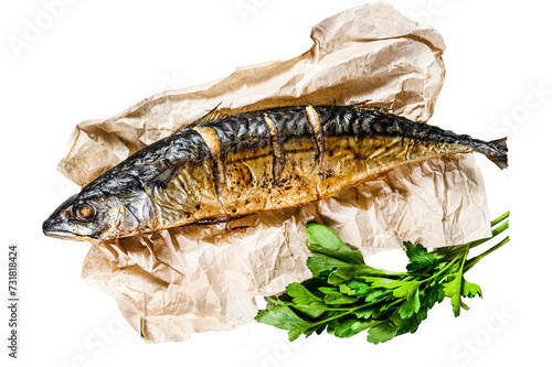 smoked mackerel Isolated, Transparent background.