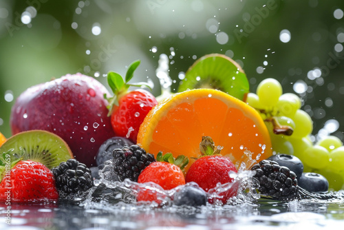 fresh fruit in water splash