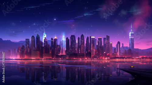 Futuristic City Skyline at Twilight