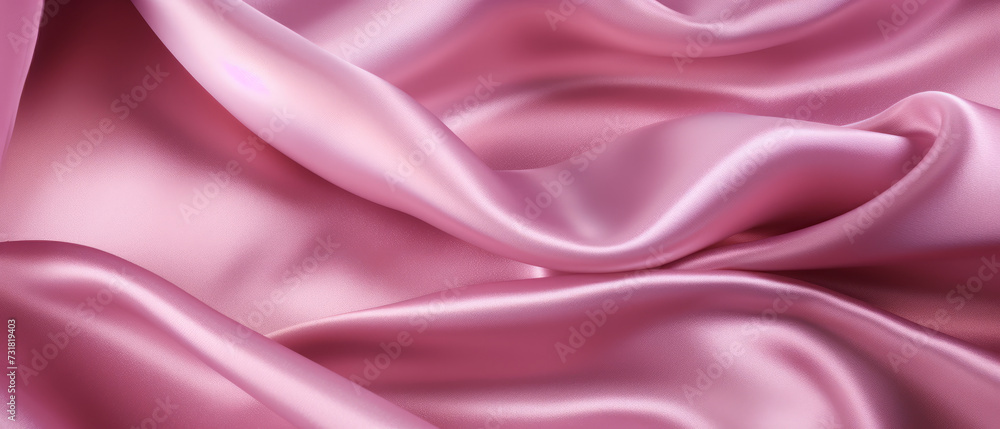 Obraz premium Close-up of elegant pink silk fabric with soft folds