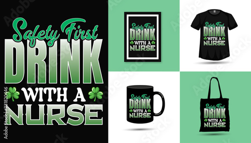st patricks day Nurse t-shirt design vector 