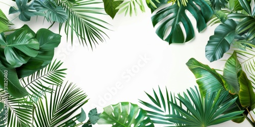 Tropical Foliage Stands Out On Clean  White Backdrop Vibrant Sight.   oncept Beachside Sunset Shoot  Urban Cityscape Background  Boho Chic Style  Elegant Evening Gowns