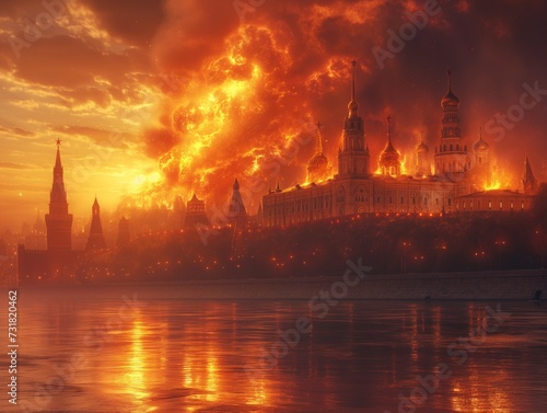 Moscow is burning in fire photo