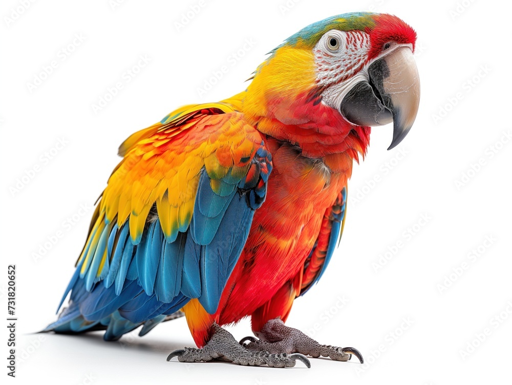 macaw parrot on white background
