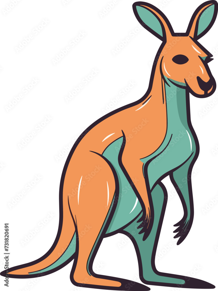 Vector illustration of a cute kangaroo on a white background
