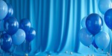 Vibrant Blue Celebration Backdrop Adorned With Balloons, Customizable For Any Occasion. Сoncept Fantasy Forest Photoshoot, Vintage-Inspired Portraits, Romantic Sunset Beach Session