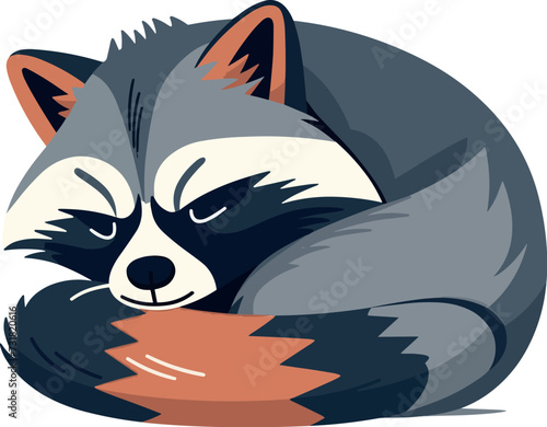 Vector illustration of a raccoon with a red bushy tail