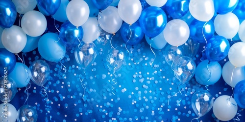 Vibrant Blue Celebration Backdrop Adorned With Balloons, Customizable For Any Occasion. Сoncept Couples Photoshoot, Nature-Inspired Setting, Urban Exploration, Adventure Sports, Candid Moments