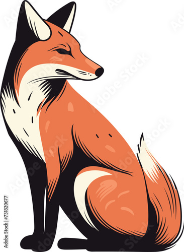 Vector illustration of a fox sitting in a relaxed posture