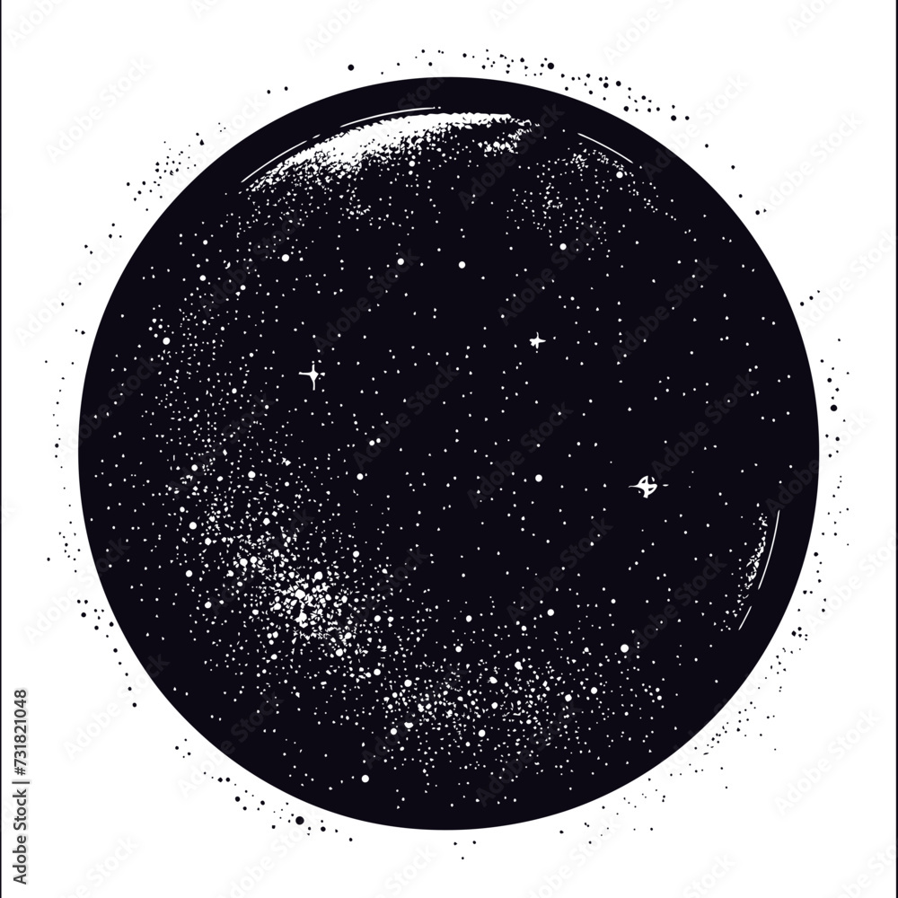 Silhouette planet in space black color only