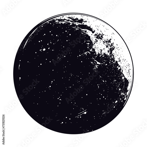 Silhouette planet in space black color only