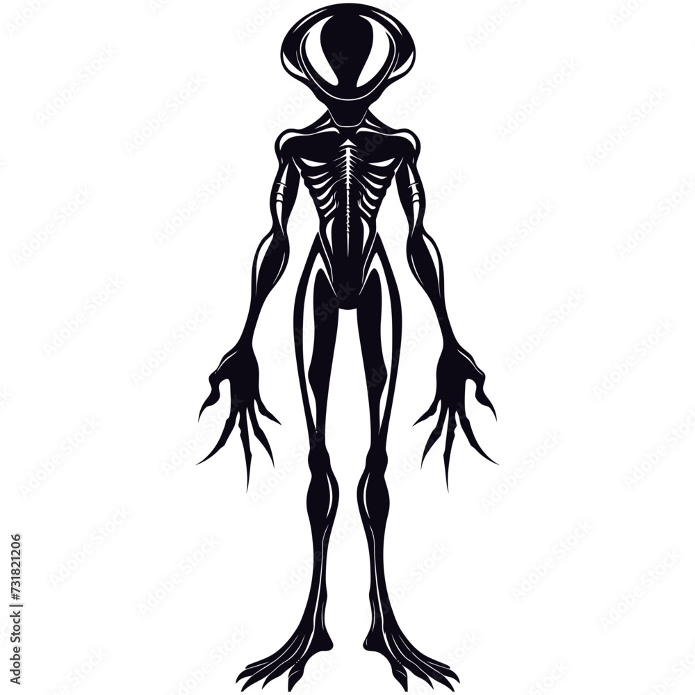 Silhouette alien black color only full body