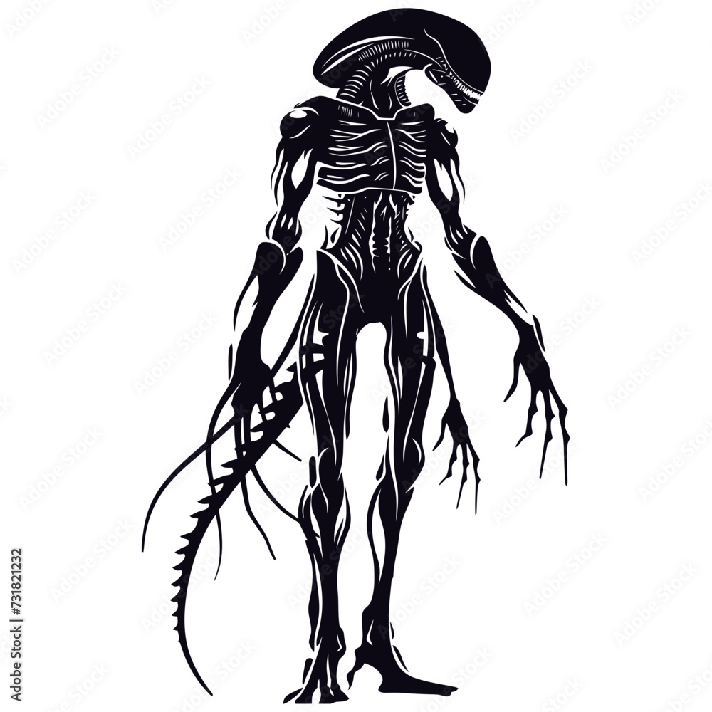 Silhouette alien black color only full body Silhouette alien black color only full body