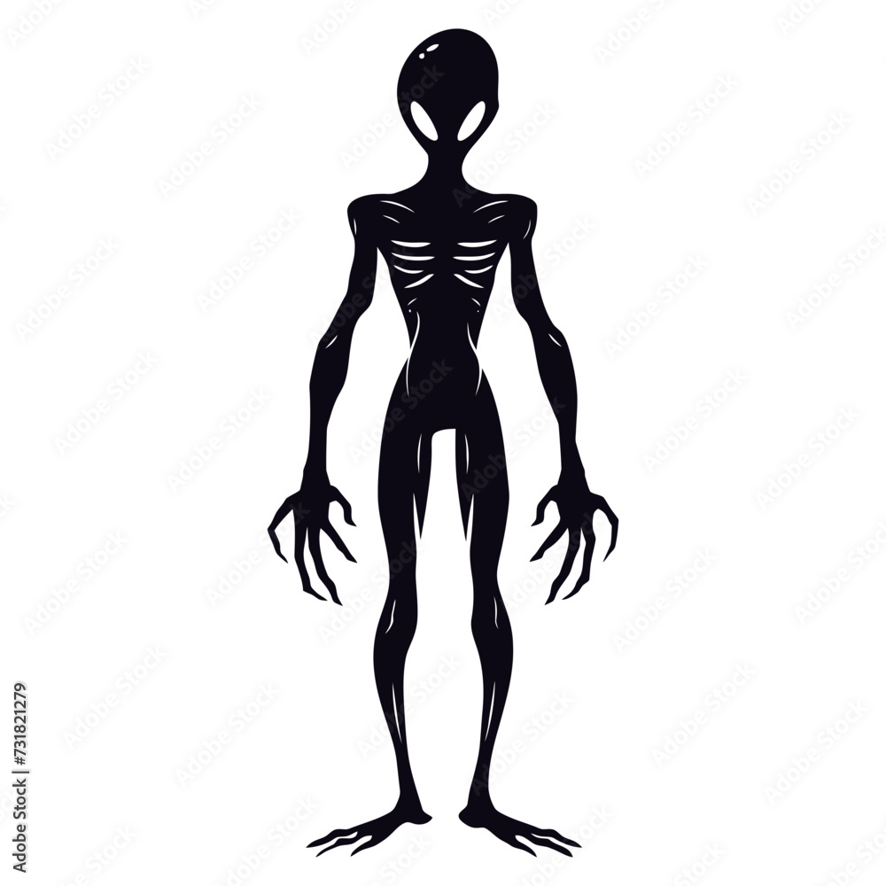 Silhouette alien black color only full body Silhouette alien black color only full body