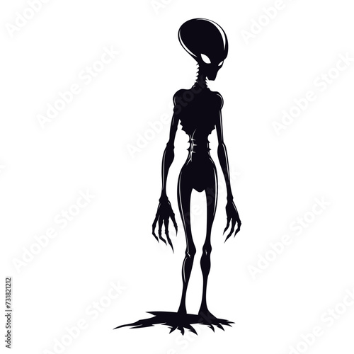 Silhouette alien black color only full body
