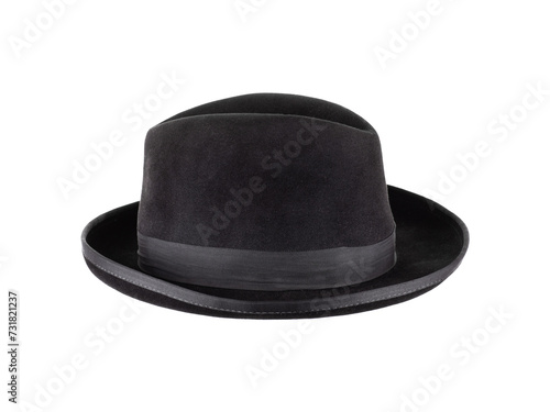 black vintage classic hat isolated on white background