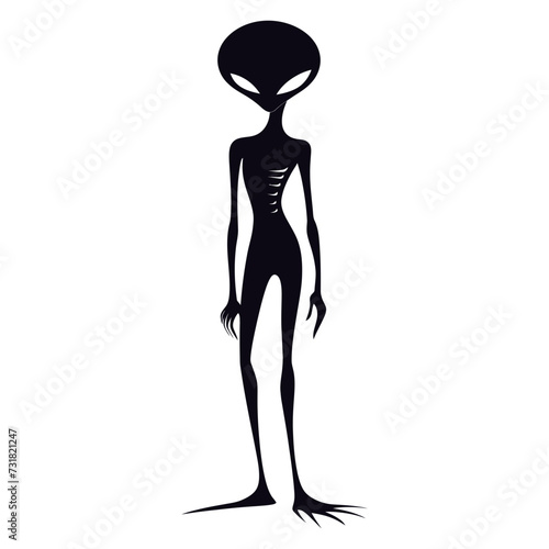 Silhouette alien black color only full body