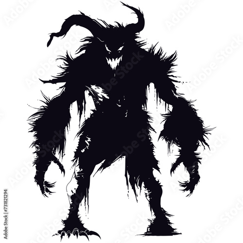 Silhouette ancien monster black color only full body