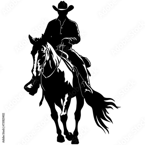Silhouette cowboy in the horse full body