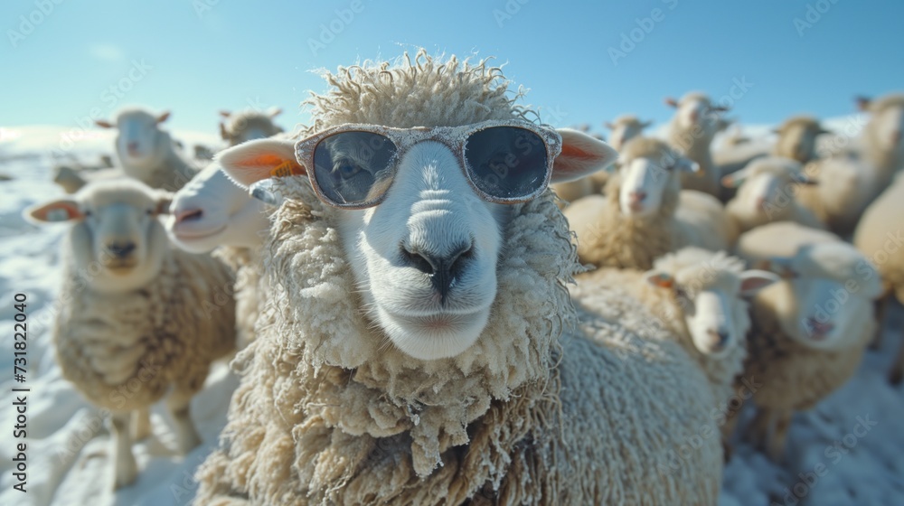 group of funny sheep