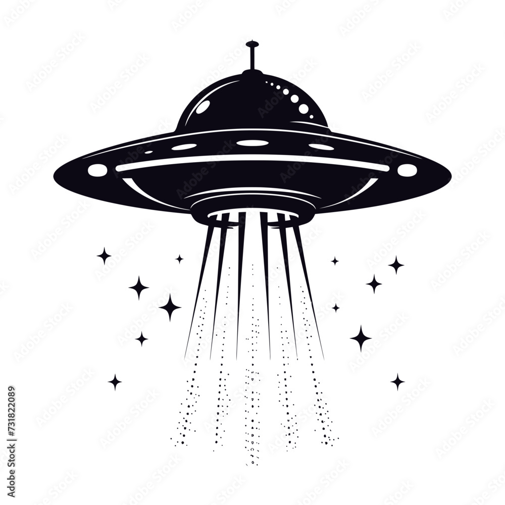 Silhouette flaying UFO black color only Silhouette flaying UFO black color only