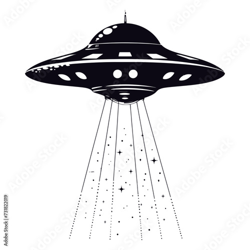Silhouette flaying UFO black color only
