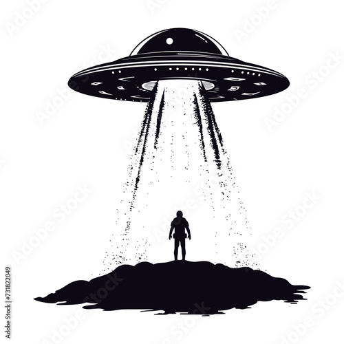 Silhouette flaying UFO black color only