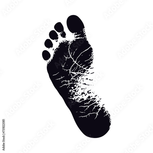 Silhouette foot print on the ground black color only